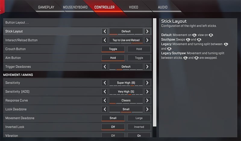 apex legends controller settings