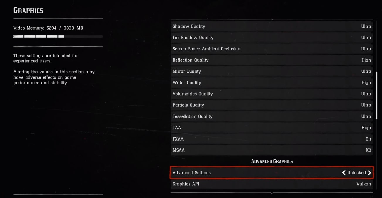 Red Dead Redemption Advanced Settings